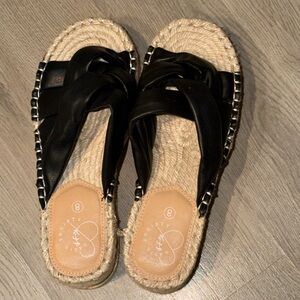 oasis society Black and Tan Espadrille Sandals